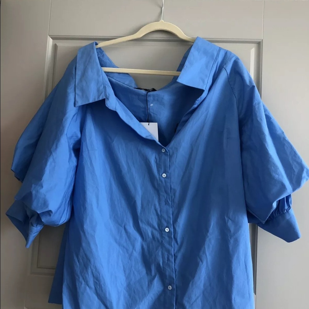 Beautiful Blue cotton blouse Zara xxl